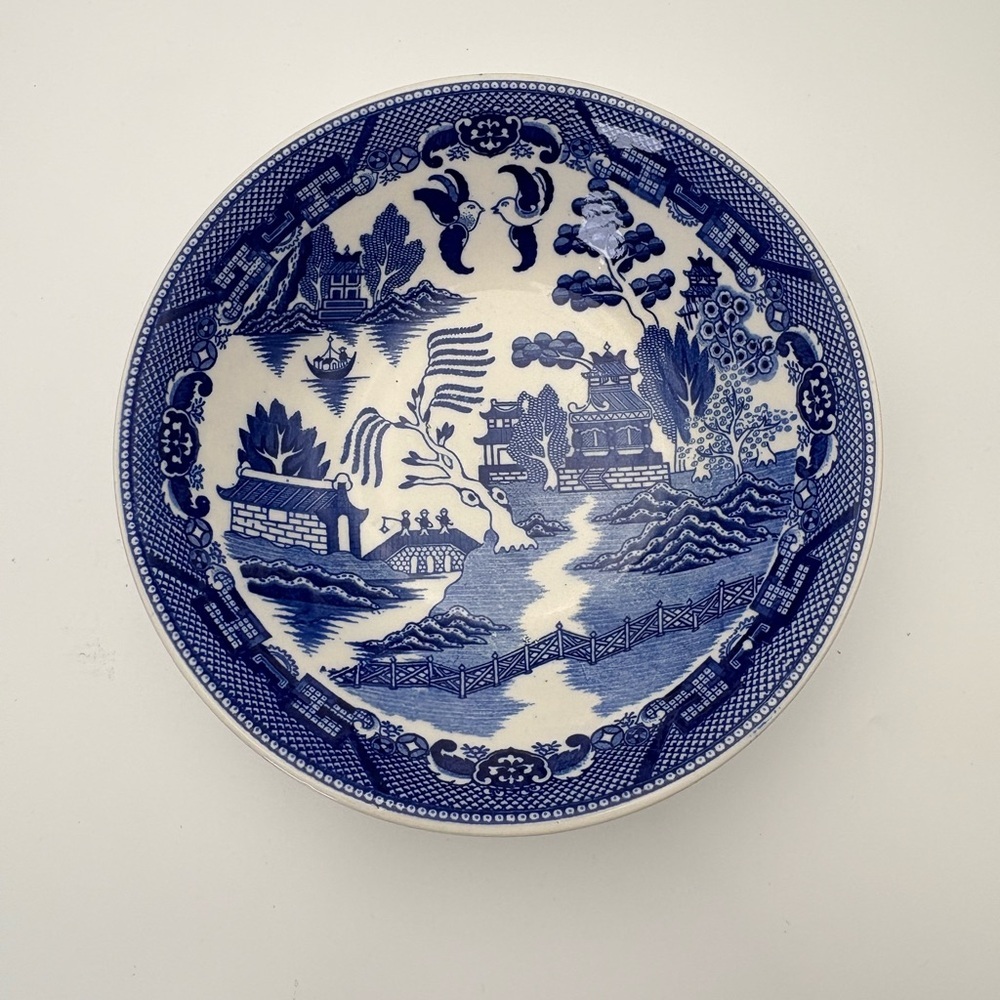 Vintage Blue Willow Serving Bowl - Japanese Transferware